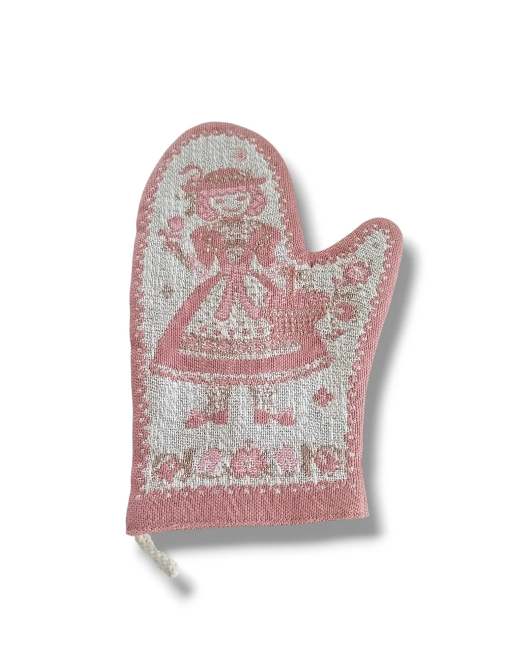 Vintage Kolf Austria Apron & Matching Oven Mit NWT Crochet Trim Linen Cotton